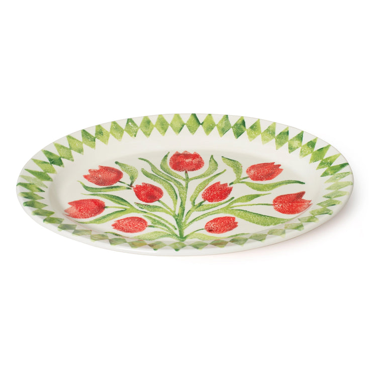 BlissHome Tulips Oval Rimmed Platter
