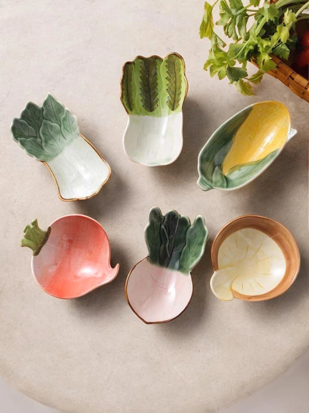 Vegetable Shape Snacks & Sauce Dishes