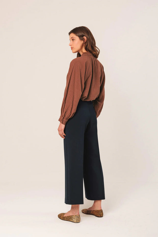 Indi & Cold Crepe Cotton Blouse - Tobacco