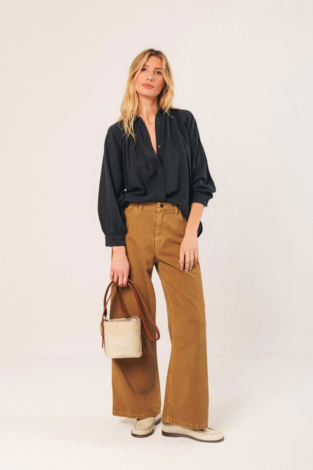 Indi & Cold Crepe Cotton Navy Blouse