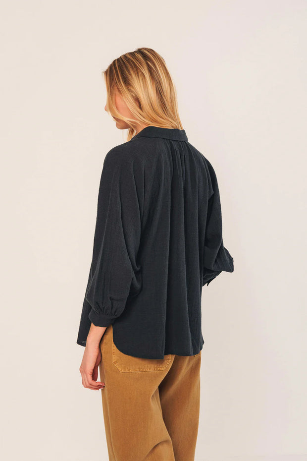 Indi & Cold Crepe Cotton Navy Blouse