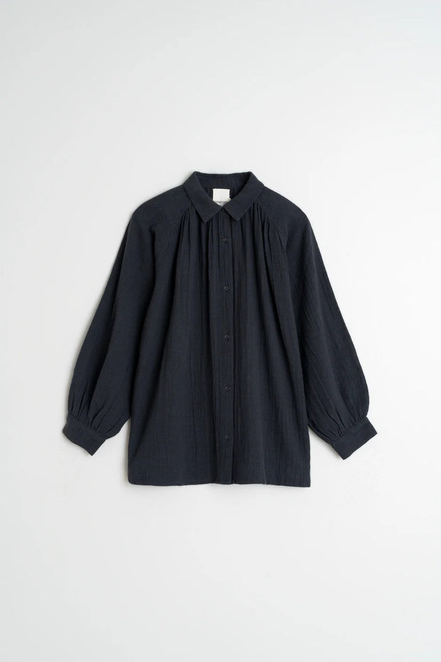 Indi & Cold Crepe Cotton Navy Blouse