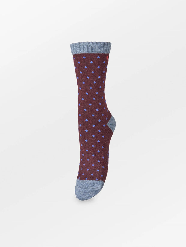 Becksondergaard Dotted Wola Socks - Fig Red
