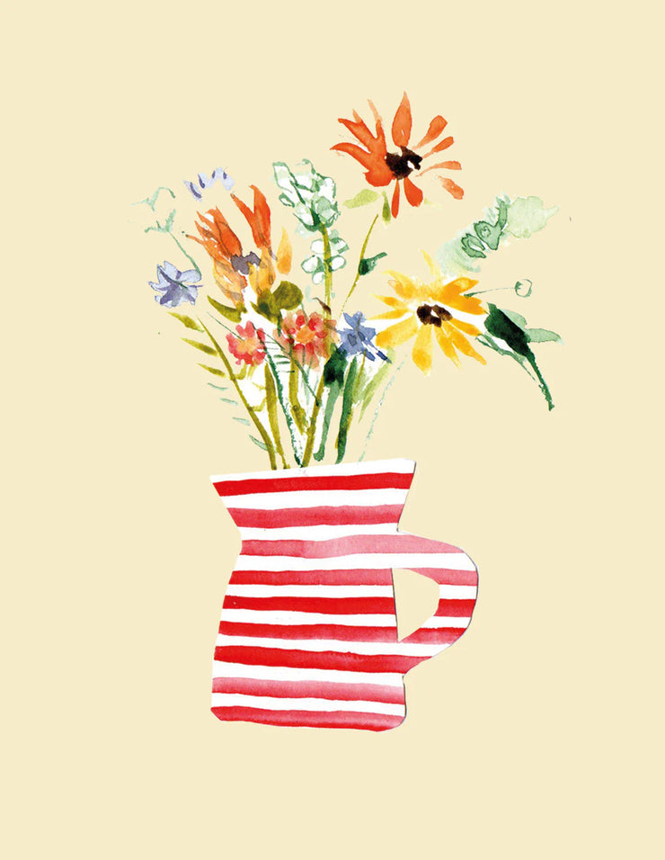 Poet & Painter Mini Card - Flowers & Red Striped Jug