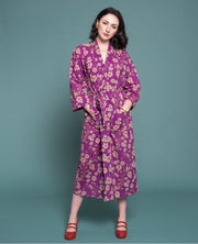 Les Touristes Cotton Dressing Gown - Blossom Purple