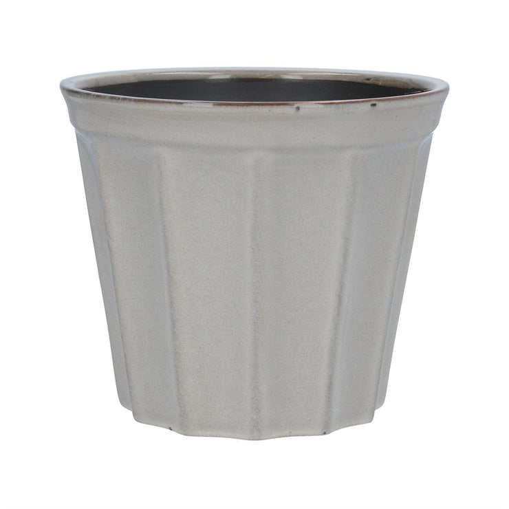 Taupe Ribbed Ceramic Pot Cover, Large