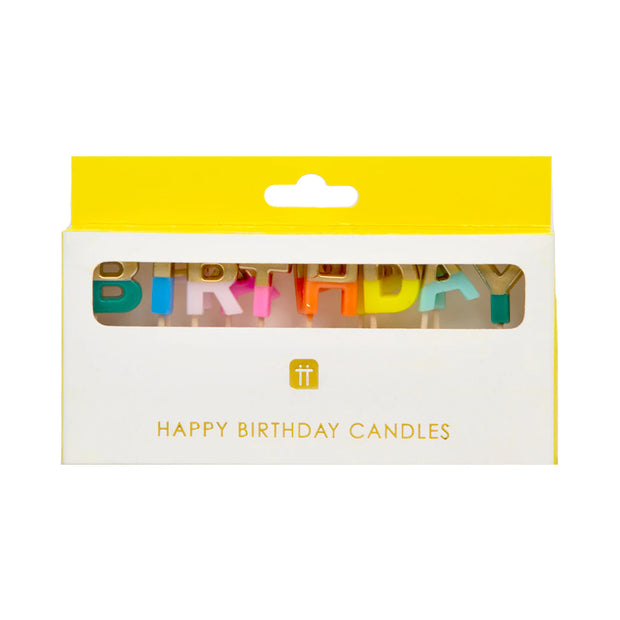 Happy Birthday Rainbow Gold Dipped Candles