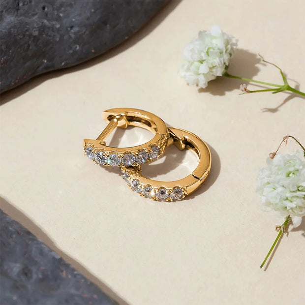 Lyra Hoop Huggie Earrings in Gold or Silver