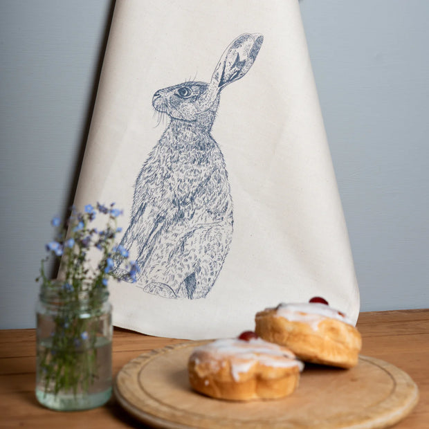Lottie Day Tea Towel - Blue Hare
