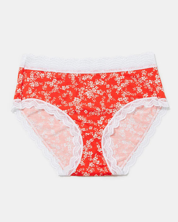 Stripe & Stare High Rise Knicker Single Pack Red Ditsy