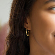 Gold Beaded Ball Hoop Earrings