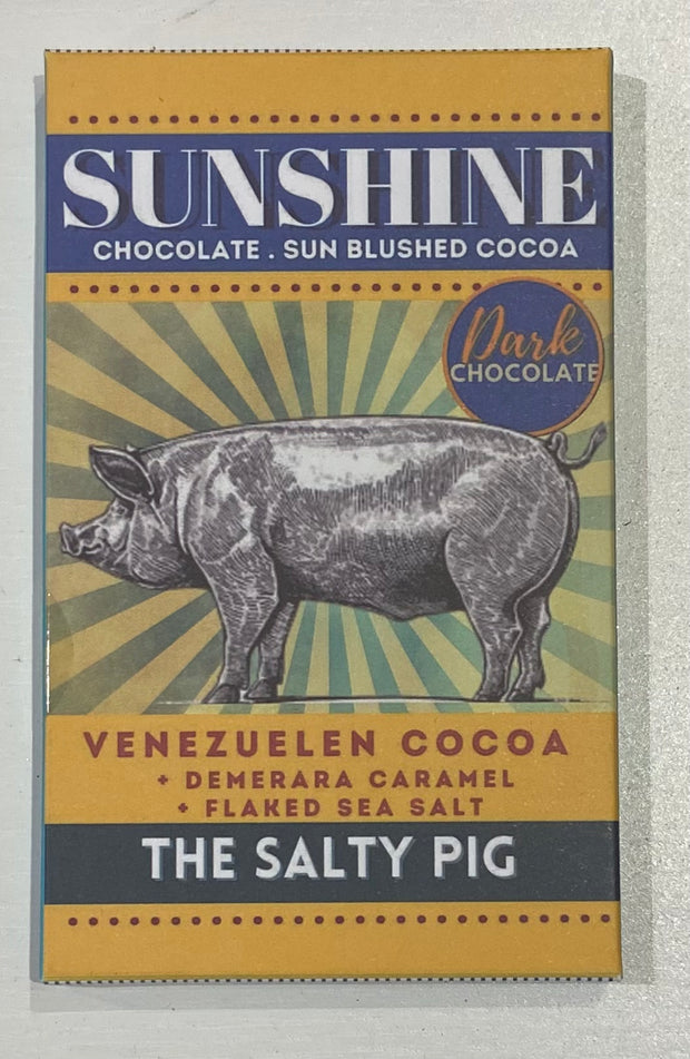 Sunshine Chocolate - The Salty Pig Dark Chocolate