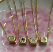 Gold Cube Necklace in 4 Designs