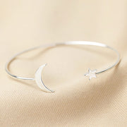 Moon & Star Bangle in Silver or Gold